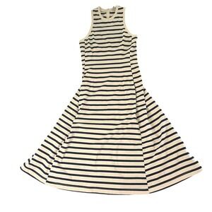 Alexander Wang Dress Sleeveless Striped Ribbed Knit A Line Cream Black Small